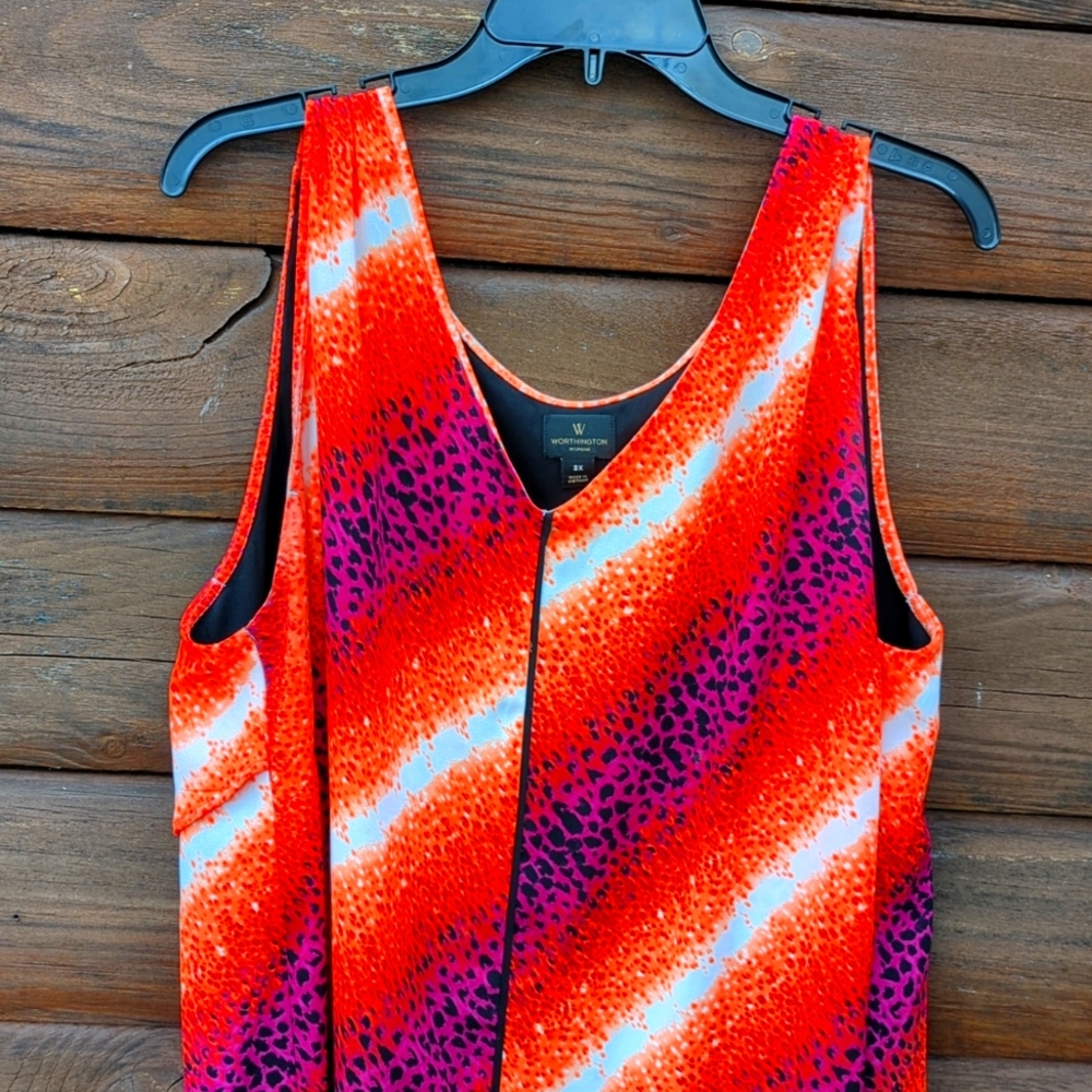 Worthington 3x, bright pink and orange 🌞  fun sleeveless blouse
